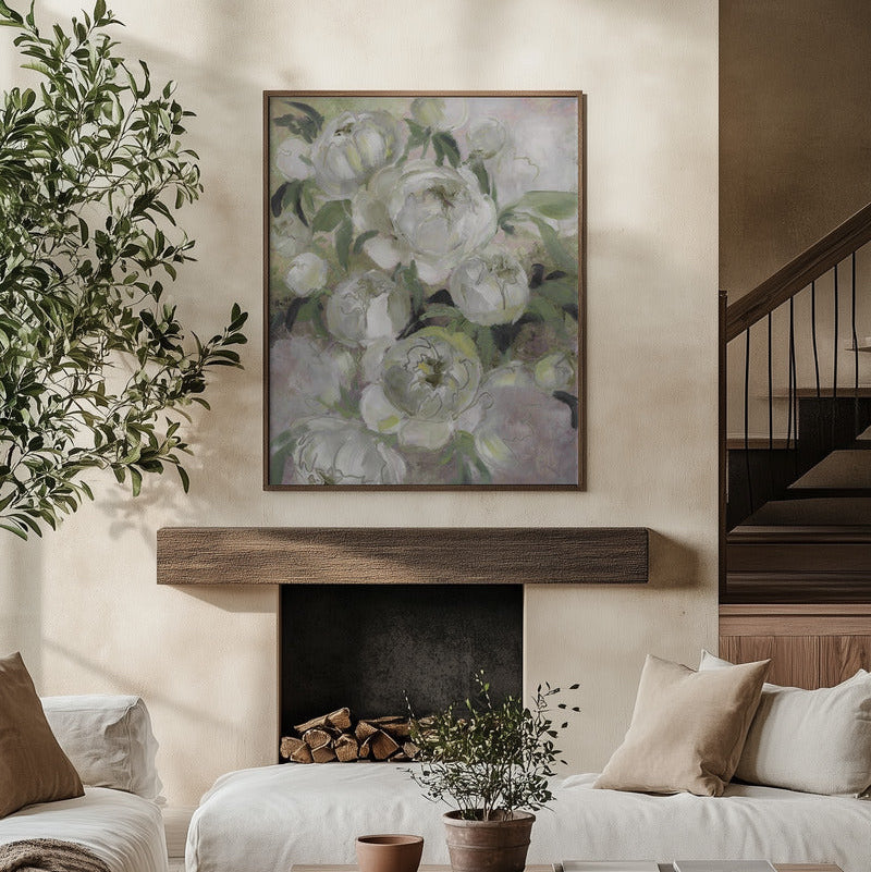 Sady florals Portrait Framed Printed Canvas - Mala Art Co.