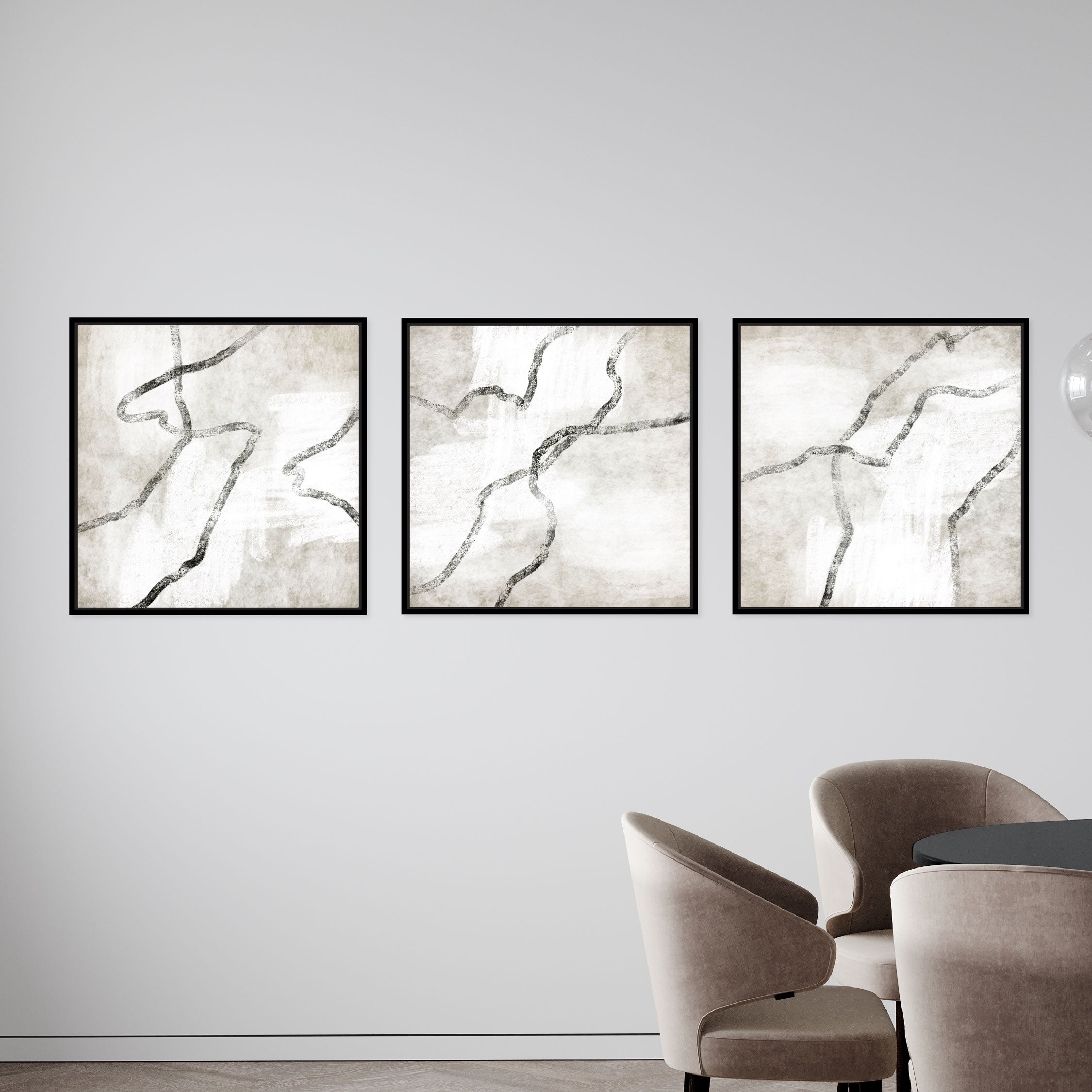 Modo Square Framed Canvas Set of 3 - Mala Art Co.