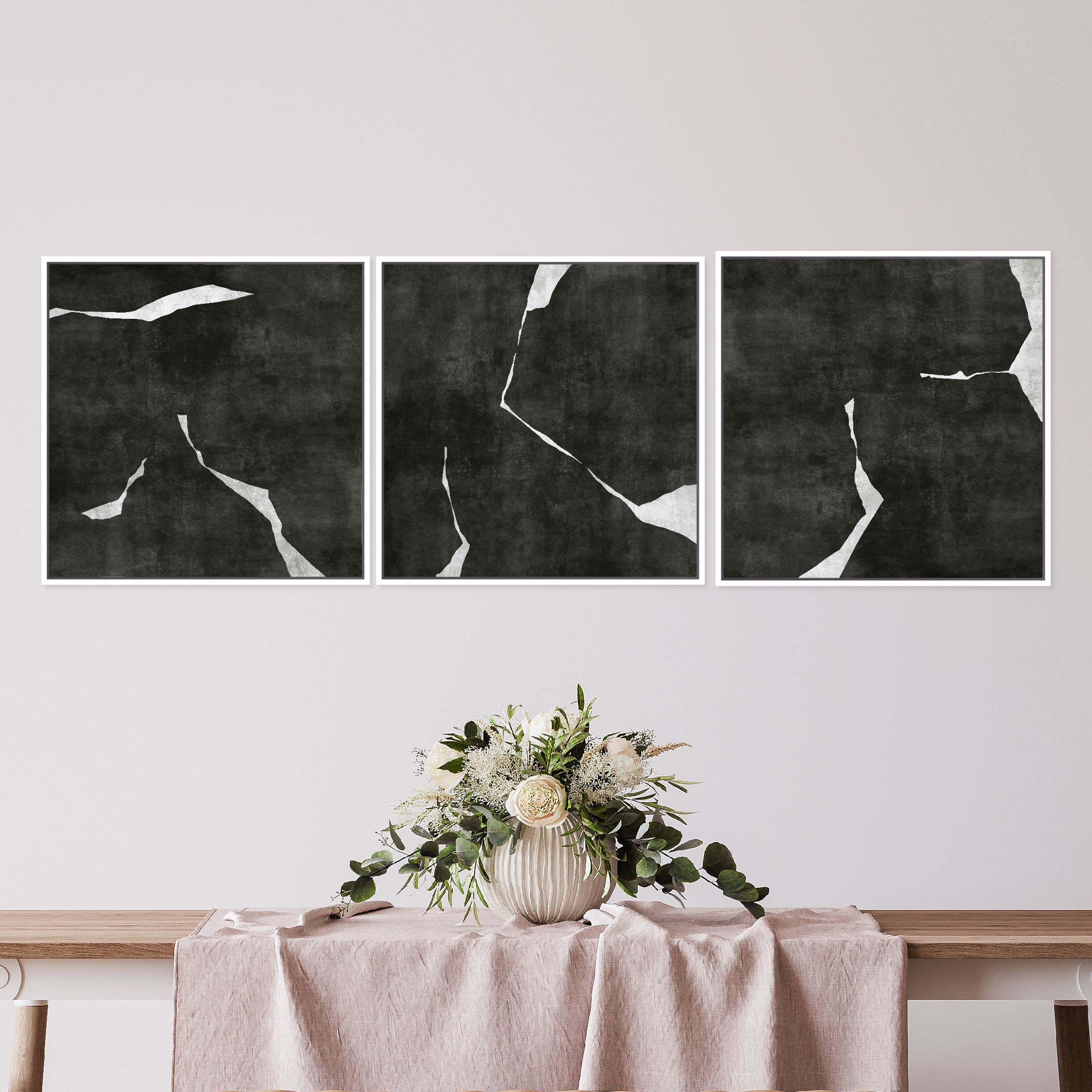 Nero Square Framed Canvas Set of 3 - Mala Art Co.