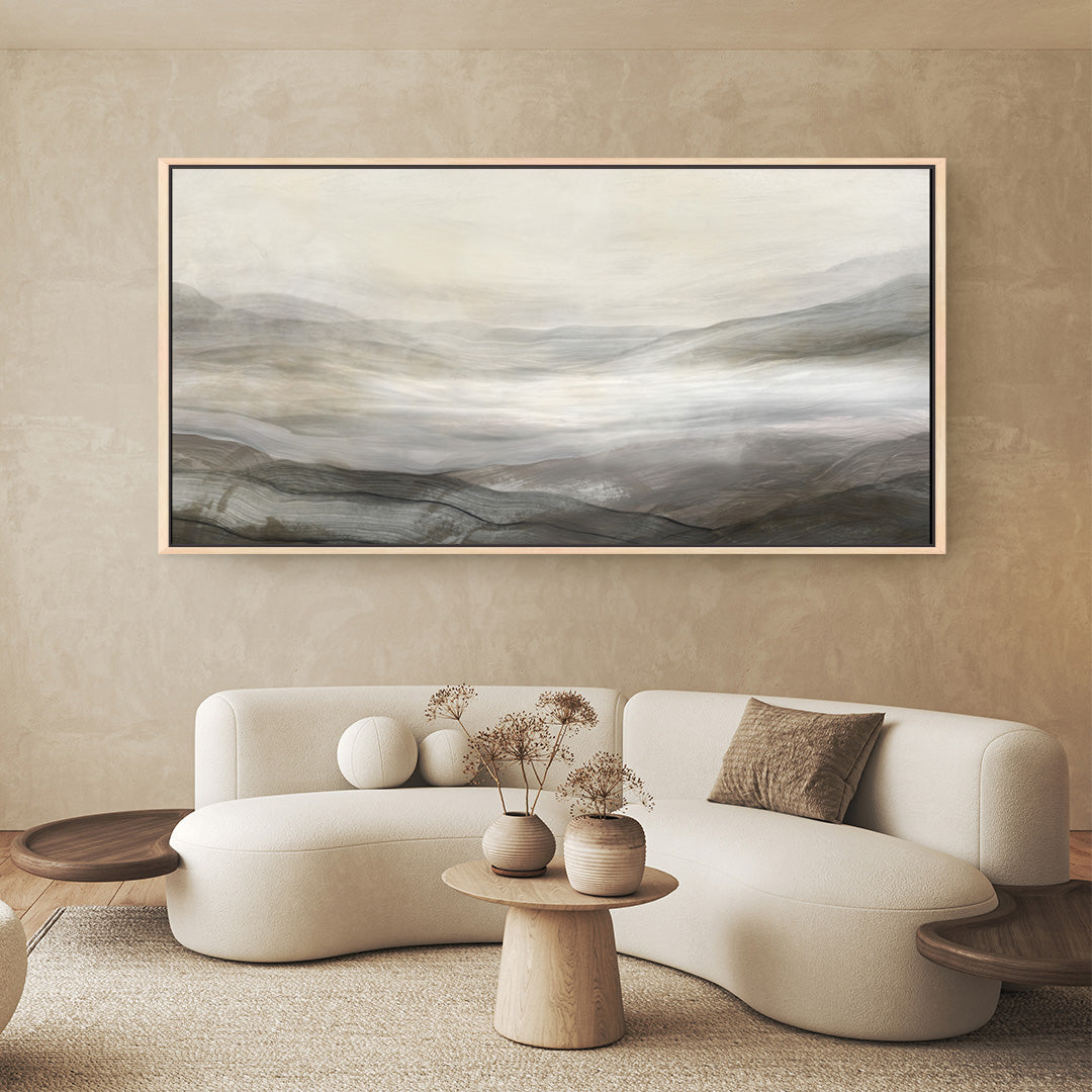 Mountain View Panoramic Framed Printed Canvas